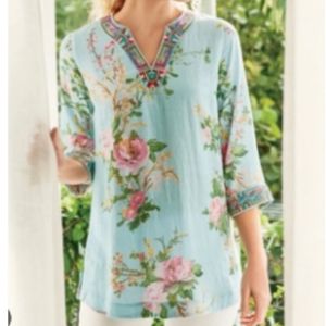Soft Surroundings Merielle Floral Embroidered Tunic